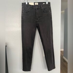 Citizens of Humanity Rocket Crop Mid Rise Skinny Jeans in a black or dark wash